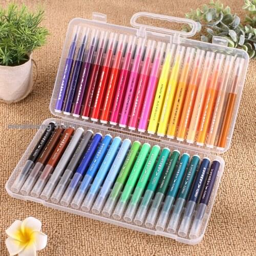 36Water-soluble Color Marker Pen Non-toxic Graffiti Soft Head Brush Pen Stationery Writing Supplies for Kids Pastel Stationery