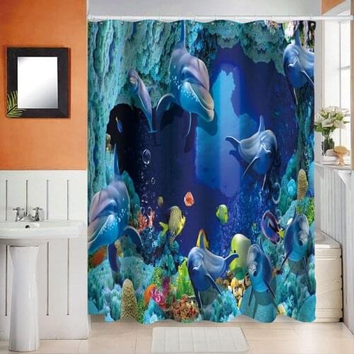 3D Underwater World Waterproof Polyester Bathroom Curtain Partition Decorative Printed Shower Curtains Home Decor Accessories
