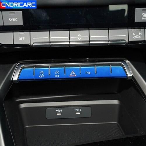 Car Console Warning Lamp Button Frame Cover Trim For Audi A3 2021 Buttons Stickers Aluminium Alloy Interior Accessories