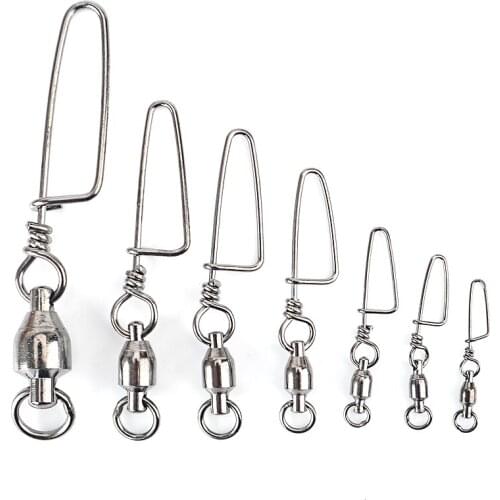 FISH KING 1 Pack 1#-10# Ball Bearing Fishing Swivel With Coast Look Snap Fishing Hook Lure Connector Terminal Fishing Tackle