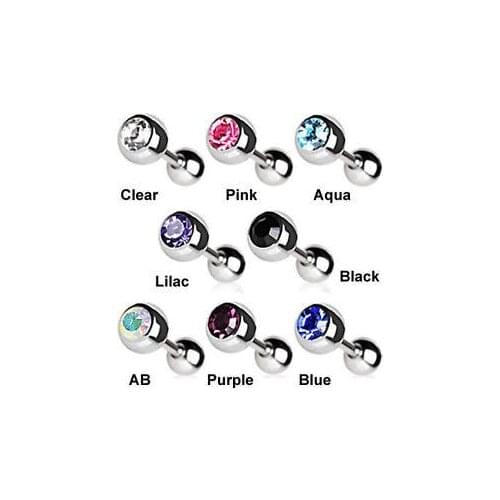 Crystal Ear Stud Gem Ball Cartilage Upper Earring Tragus Helix Bar 16G 4mm Stone Clear AB Barbell Straight Eyebrow Jewelry