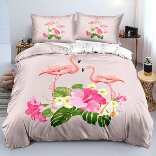 3D White Custom Beddings Sets Quilt Covers Comforter Shells Pillow Shames Set Full King Queen Double Size Flamingo Bedclothes