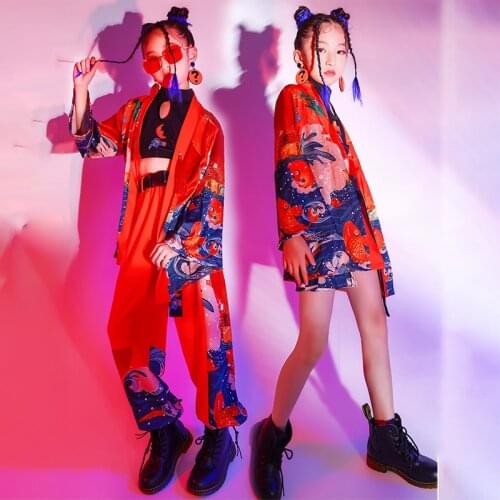New Girl Chinese Style HipHop Children Jazz Dance Costume Party Clothing