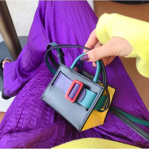 The Panelled Can Do To Hang Act The Role Of Color Matching His Bag Leather Mini Bag Lovely Thai Womens Fashion Cross-body Bag