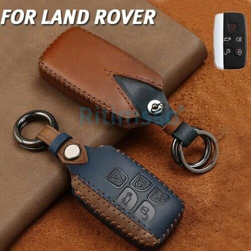 Leather Car Key Holder Case Cover Keychain for Land Range Rover JAGUAR Discover