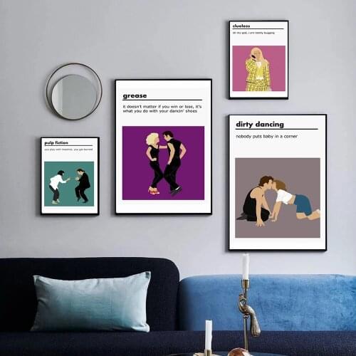 Pulp Fiction Mid Century Retro Canvas Painting Quote Dance Poster Print Abstratc Movie Wall Art Pictures For Bedroom Home Decor