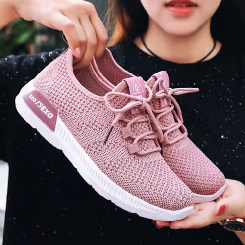 Casual Flats Sneakers For Women Autumn Pink Gray Mesh Comfortable Tenis Feminino Ladies Trainers Women Platform Running Shoes