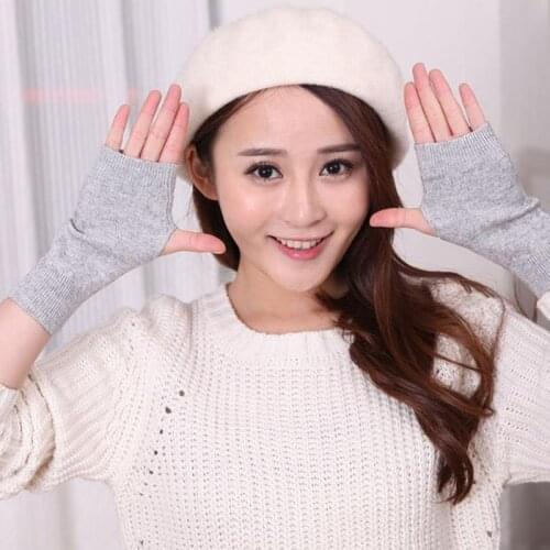 LJCUIYAO Wool Knitted Fingerless Gloves Women Men Warm Stretch Knit Imitation Wool Guantes Female Crochet Female Accessories