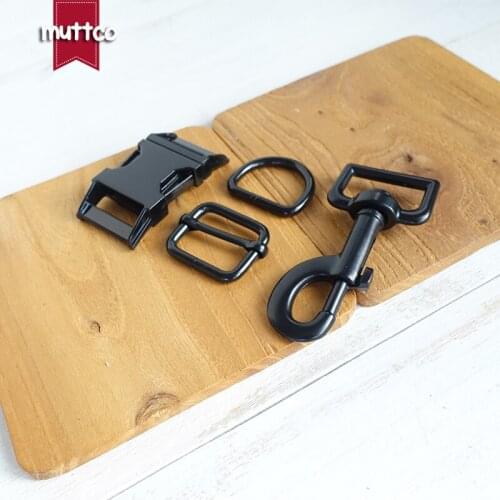 Metal buckle+adjust buckle+D ring+metal dog clasp/set) environmental black 25mm DIY dog collars accessories Zinc Alloy