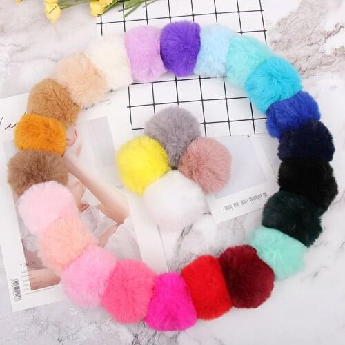 TEH Korean Cute Imitation Rabbit Hair Key Chain Gift Car Keychains Hair Ball For Women Bag Pendant Decoration Keyrings Wholesale