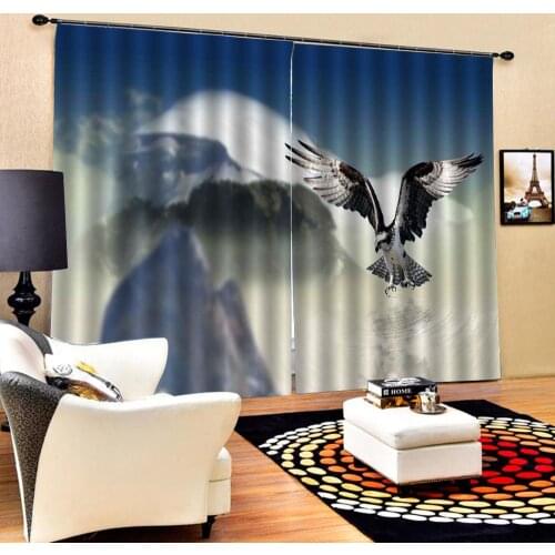 Blue sky curtains Customized size Luxury Blackout 3D Window Curtains For Living Room Drapes Cortinas