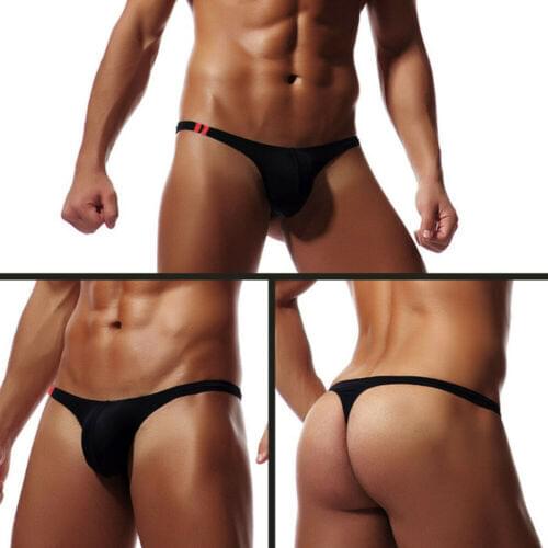 Mens Underwear Lingerie G-strings Smooth Briefs Underpants Bikini Breathable Thongs Underpants Men Low Waist Panties