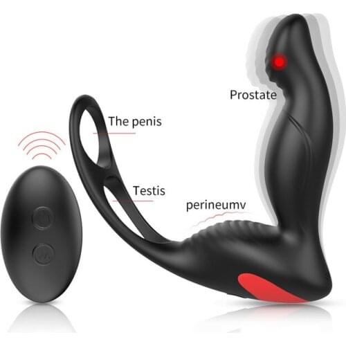 Remote Control Male Prostate Massager Vibrator Anal Plug Silicone Waterproof Massage Stimulator Butt Delay Ejaculation Ring