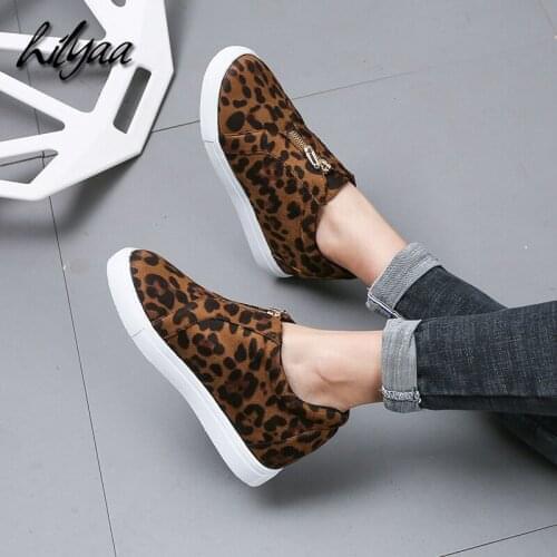 New Women Sneakers Flat Casual Shoes Fashion Leopard Print Camouflage Female Vulcanized Shoes Suede Zipper Casual Shoes Women