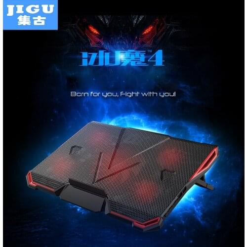 JIGU 5 FAN 2 USB Laptop Cooling Pad Adjustable Notebook Cooler +Holder for 12-17' Laptop usb fan