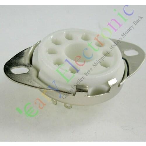 Wholesale and retail 20pc 9pin Ceramic vacuum tube socket valve base for EL504 EL519 audio amps parts free shipping