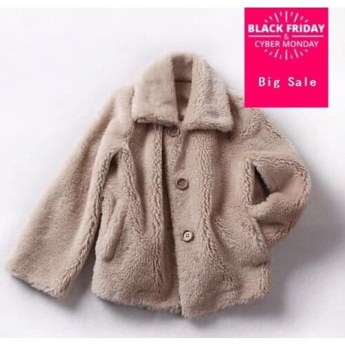 Simple and elegant pure color single breasted Faux fur Sheep sheared coat female particles thickening faux wool fur coat wq600