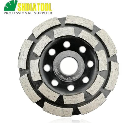 SHDIATOOL 4"/100MM Diamond Double Row Grinding Cup Wheel Concrete Granite Marble Grinding Disc Bore 22.23mm with reducer washer