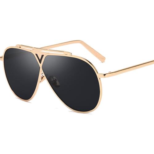 2019 Brand Designer Men Oversized Pilot Sunglasses One Piece High Quality Goggles for Women Metal Frame Driving UV400