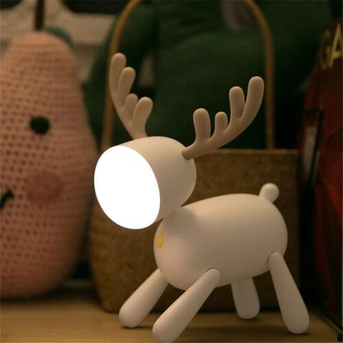 USB Rechargeable Christmas Elk Night Light LED Night Light Dimmable Bedside Counter Light with Timer Function Christmas Gift