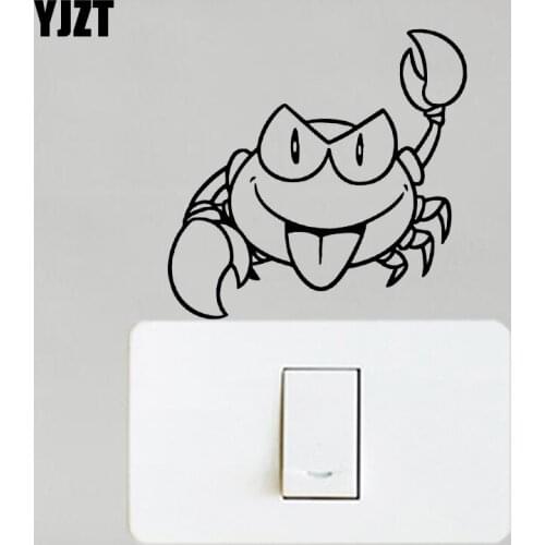 YJZT Smile Crab Vinyl Decal Decor Cartoon Animal Art Fashion Wall Switch Sticker S19-0837