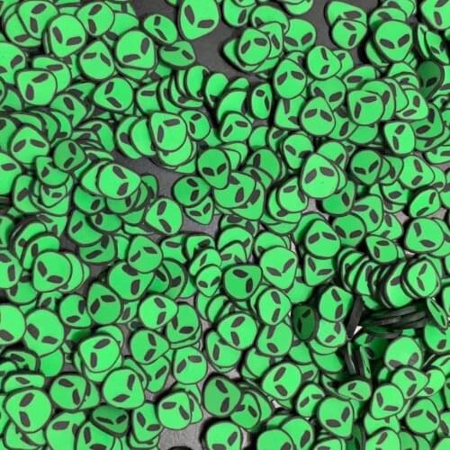 100g Green Saucer Man Polymer Clay Halloween Shape Sprinkles for DIY Craft Slime Filling Nails Art Decoration Accessories