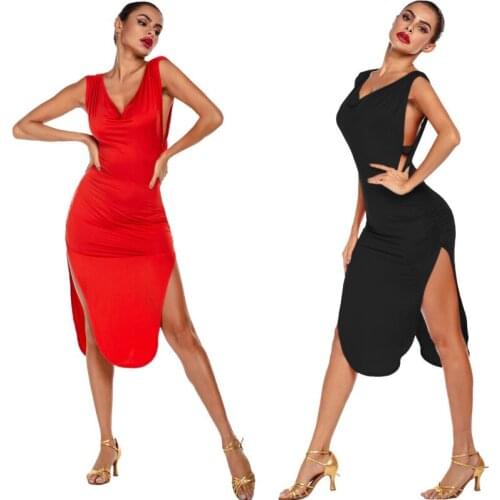 Women Dance Wear Latin Dancing Ballroom Dress Samba Costume Sexy Party Dresses Sheer Stretchy One-piece Latin Dress Practice