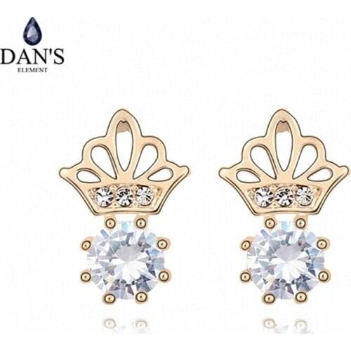 DANS ELEMENT 3 Colors Real Big Brand AAA Zirconia Micro Inlays Flower Stud Earrings for Women 92842white