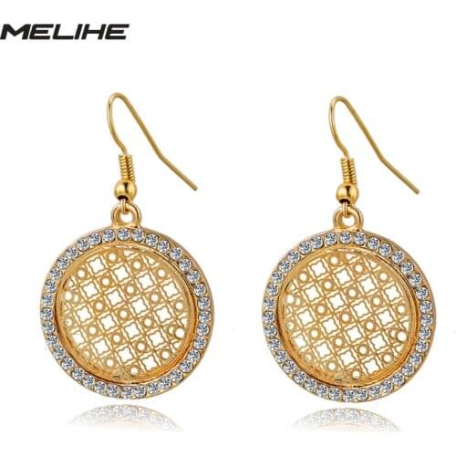 MELIHE Design Fashion Crystal Drop Earrings For Women Bridal Wedding Statement Jewelry Vintage Silver Gold Earrings SER150015