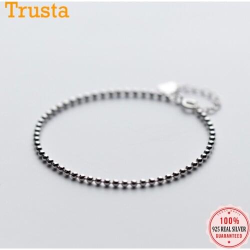 Trusta 100% 925 Real Sterling Silver Fashion Women Beads Bracelet Bransoletki Pulseras 15cm For Teen Girl Lady Jewelry DS994