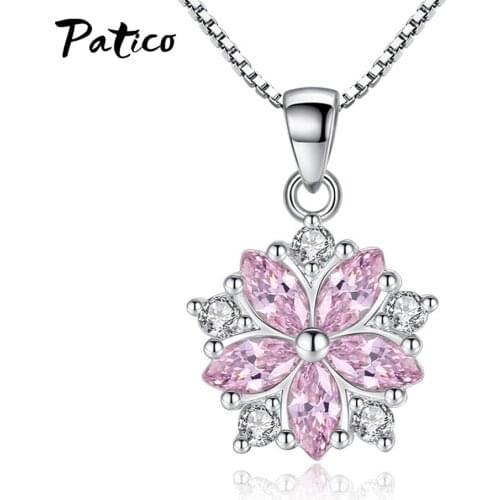925 Sterling Silver CZ Zircon Flower Pendant Necklaces Personalized Necklace Beautiful Jewelry Women Wedding Party Gift