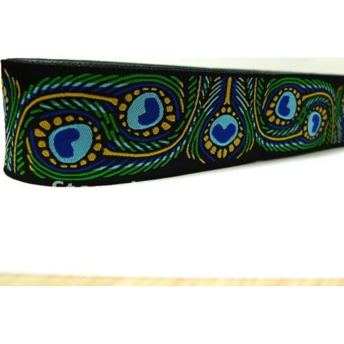 1-1/2'' 38mm Wide Peacock Feather Black Tone Woven Jacquard Ribbon Free shipping via DHL EXPRESS For Combine Order 150