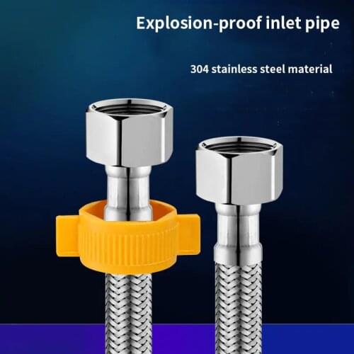 304 Stainless Steel Hot And Cold Water Inlet Hose, Metal Braided Water Pipe, Toilet Water Heater Connection Pipe 4 Points