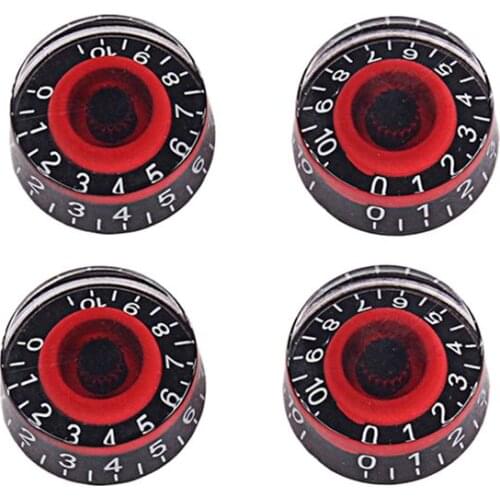 4pcs GD17A Guitar Knobs Acrylic Effect Pedal Guitar Control Amplifier Knobs for Electric Guitar Bass (Black and Red)
