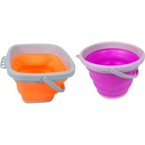 5L Portable Foldable Beach Bucket Collapsible Pail Bucket Summer Beach Game Toys Storage Bucket For Outdoor Backpacking Camping