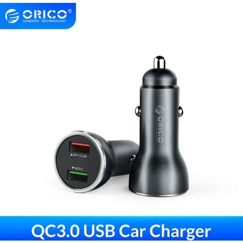 ORICO QC3.0 Quick Charger Mini USB Car Charger for Mobile Phone Adapter Cigarette Lighter Splitter with Dual USB Port for Tablet