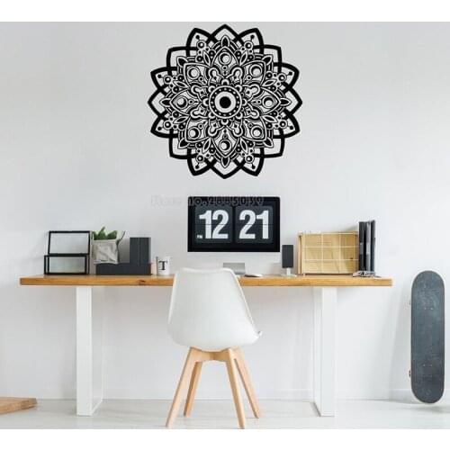 Large Size Mandala Flowers Yoga Wall Sticker Home Decor Living Room Classic Ceiling Sticker Wall Decal Vinilos Pared LL2373
