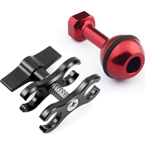 CNC 2-open-hole Butterfly Clip Clamp Diving Light Arm Ball Head Mount Adapter DSLR Sports Action Video Cameras Tripod Parts