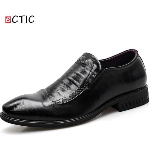 ECTIC 2019 Meeting Office Gentlemen Classical Oxfords Dress Zapatos Hombre Men Formal Shoes Pointed Toe Business Leather