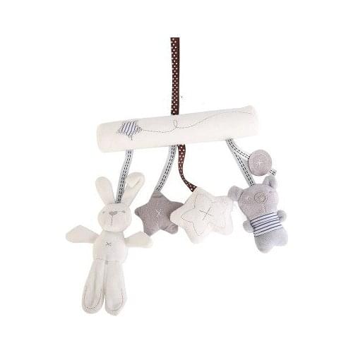 Baby Rabbit Toys Stroller Accessories Hanging Plush Educational Toy Doll Trolley Bells Rattles Carriage Multifunctional