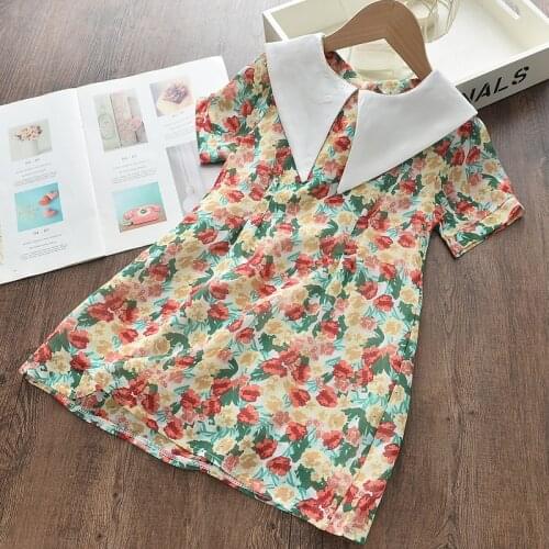 Kids Baby Korean Style Floral Dresses Girls Flowers Princess Costumes Fashion Casual Sweet Vestidos Cute Clothing For 3 4 Years