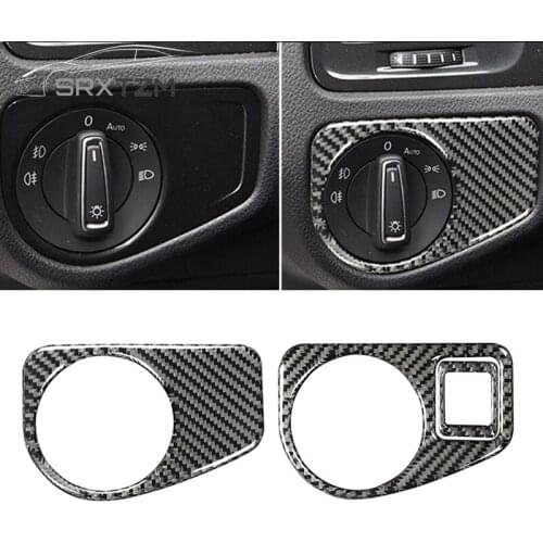 For VW Golf 7 GTI MK7 2013-2017 Car Interior Front Headlight Switch Cover Trim Carbon Fiber Sticker Decal Styling
