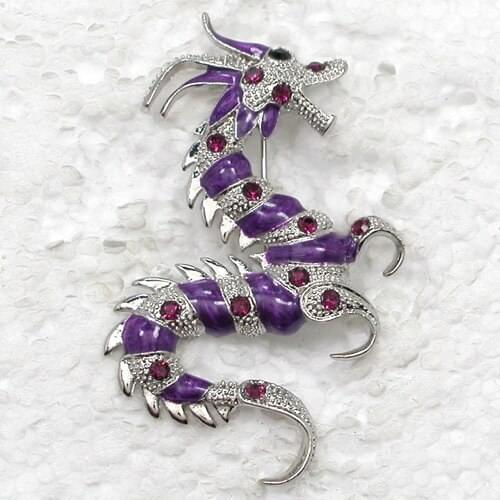 Purple Rhinestone Enamel Dragon Pin brooches C366 D
