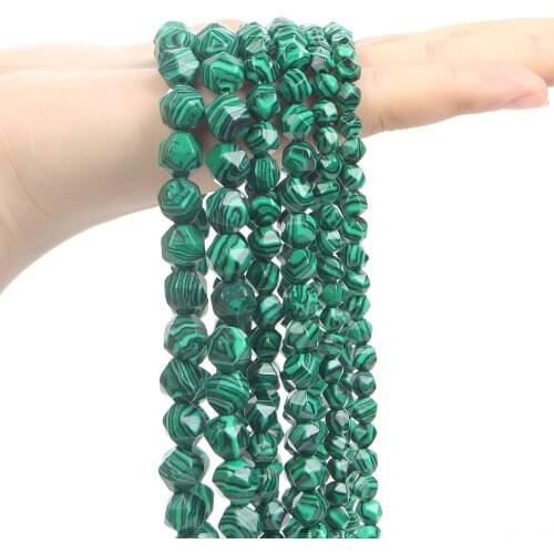 Faceted Green Malachite Beads Natural Stone Beads Loose Spacer Beads For Jewelry Making Needlework DIY Bracelets Accessories