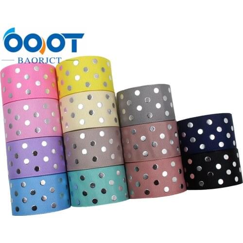 OOOT BAORJCT I-191221-2804,10Yards 38MM,Colorful Dot Hot Silver Grosgrain Ribbons,DIY Hair Bow Wedding Festival Party Decoration
