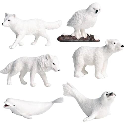 Polar Animal Toy Figurines Set, Simulation North Pole Animals Model for Kids 3-Years-Old & Up (6 Pcs)