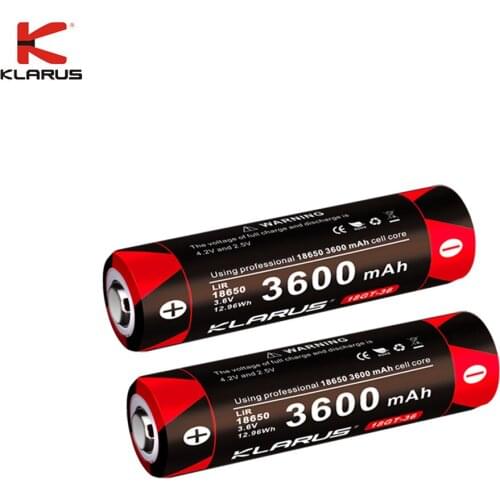 KLARUS 18650 3600mAh Rechargeable Battery 18GT-36 3.6V Li-ion Battery high performance 18650 li battery