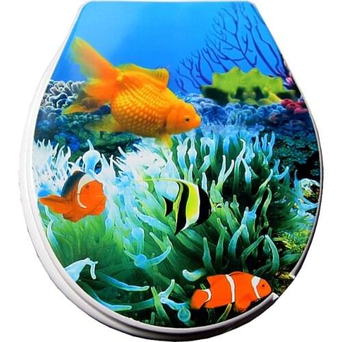 Toilet lid cover 2017 high quality PP goldfish fashion toilet seat cover set hot selling colorful marble effect toilet seat
