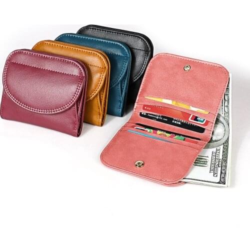 Genuine leather small wallet female new short folding coin purse coin purse anti-theft RFID Korean wallet