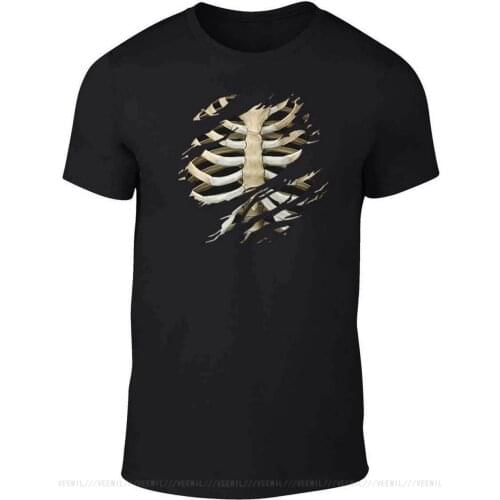 Mens Torn Rib Cage T-Shirt Halloween Skeleton Horror Bones Fancy Dress Harajuku Funny T Shirt